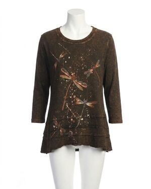 NEW JESS & JANE fairy duet mineral washed cotton layered top in brown